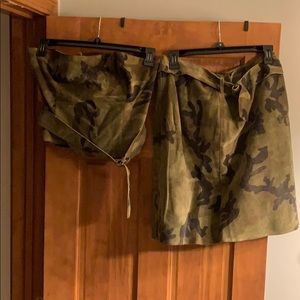 Camp suede top & skirt w/ belts